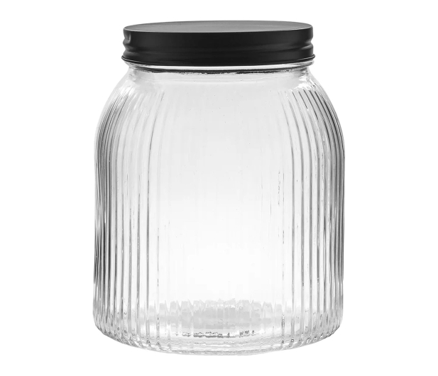 Altom Pojemnik szklany relief z pokrywą 1,3 l czarny - 1580559 - zdjęcie